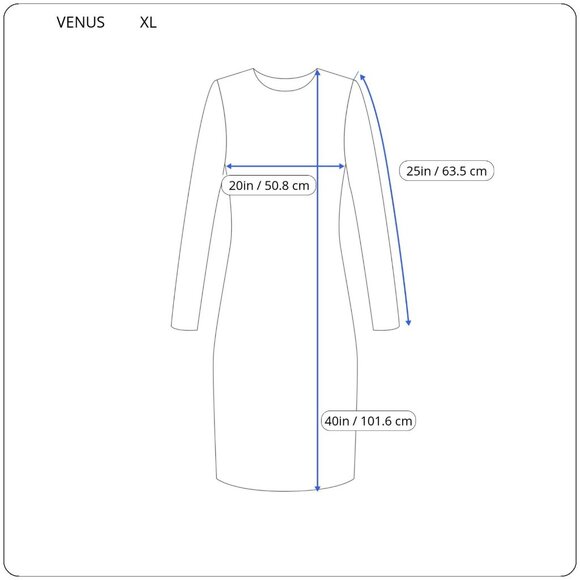 Venus Womens Dress Extra Large XL Bodycon Long Sleeve Blue Pullover BLU127E - Picture 2 of 11